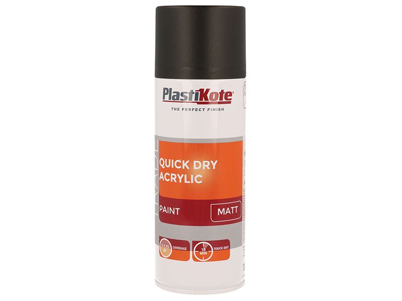 PlastiKote Pintura en Spray Acrílica de Secado Rápido Negro Mate 400ml