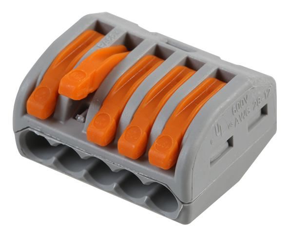 WAGO Terminal Block, 5 Way, 4mm², Lever Operated