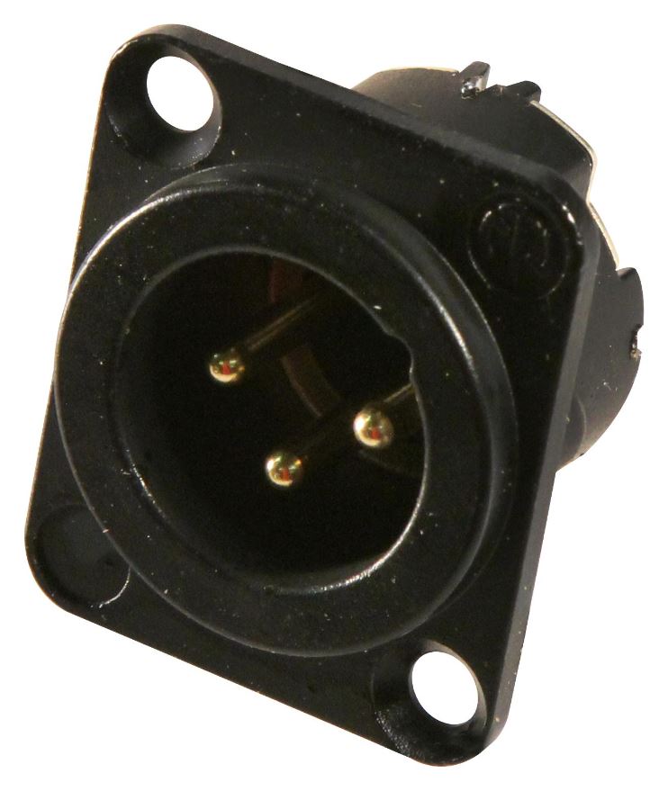 NEUTRIK NC3MD-LX-B תקע פנל XLR 3-פיני, מגעי זהב