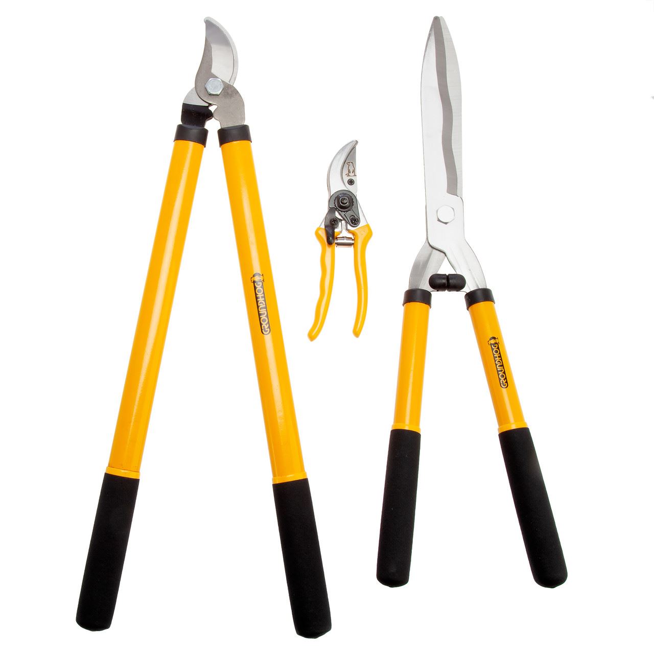 Ensemble de 3 outils de coupe pour jardin Groundhog (coupe-branche, sécateur, c