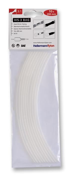 HELLERMANNTYTON Tubo Termorestringente Trasparente 3:1, 3 x 200mm, Confezione 8