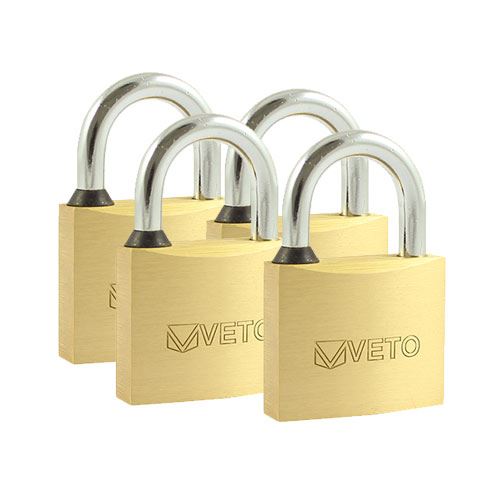 Timco Lucchetti in Ottone 40mm con Chiave Unica, Confezione da 4