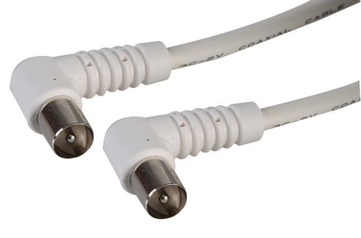 Pro Signal TV Aerial Lead, 90° Coax Plug to 90° Coax Plug, 2m White