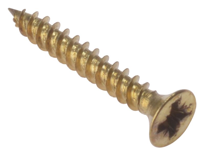 ForgeFix General Purpose Pozi Screws, Electro Brass, 1in x 6, Pack of 200