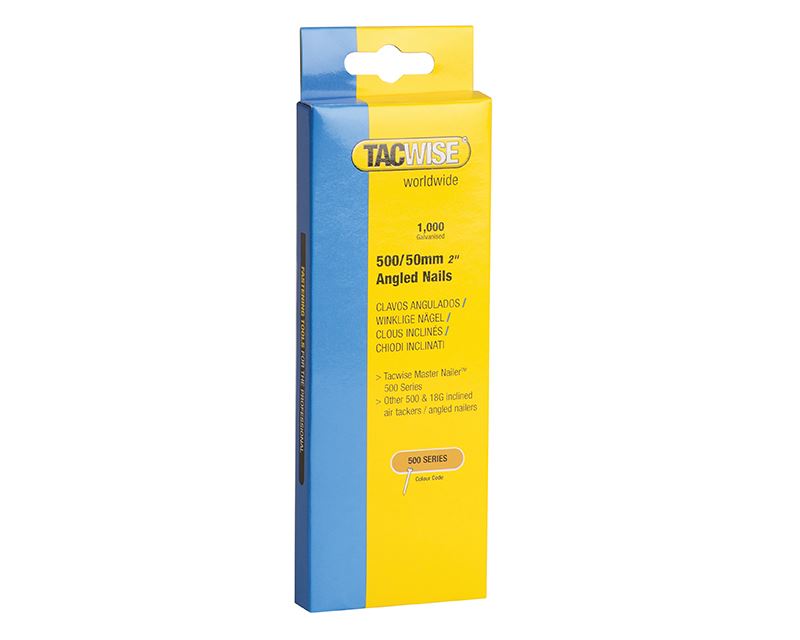 Tacwise 500 시리즈 18G 50mm 각도형 네일, 1000개입