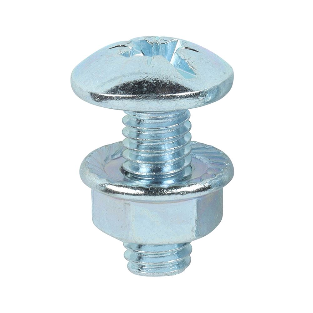 Timco M6 x 16mm Kabelgootbouten met flensmoeren, Gegalvaniseerd, 200 stuks