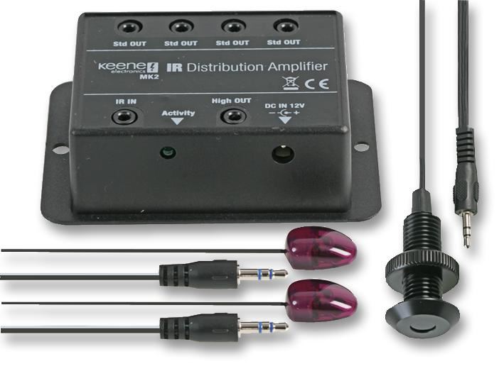 Keene Electronics IR Distribution Amplifier Kit with Receiver, Black