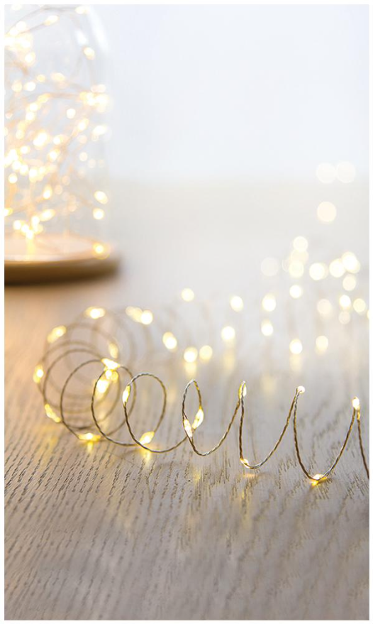 Raraion 200 LED Pin Wire Christmas Lights, Warm White, 10m
