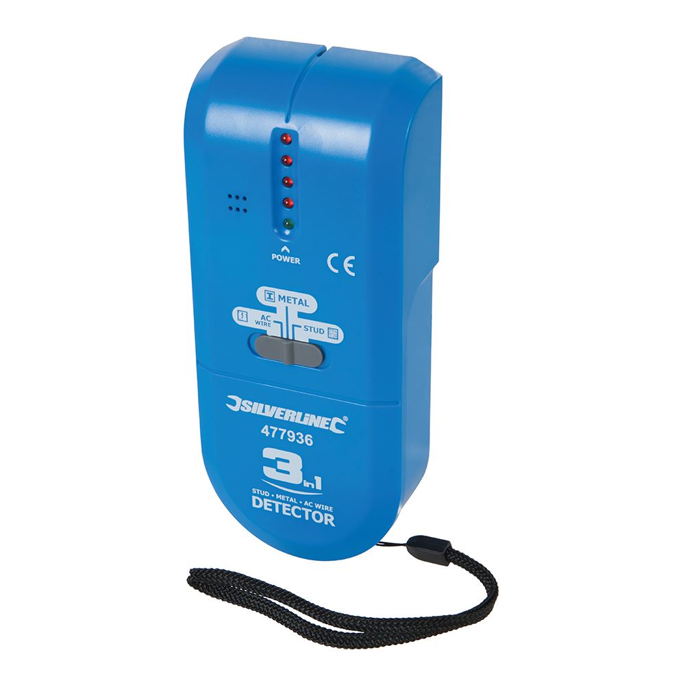 Silverline 3-in-1 Compact Detector with 9V Battery