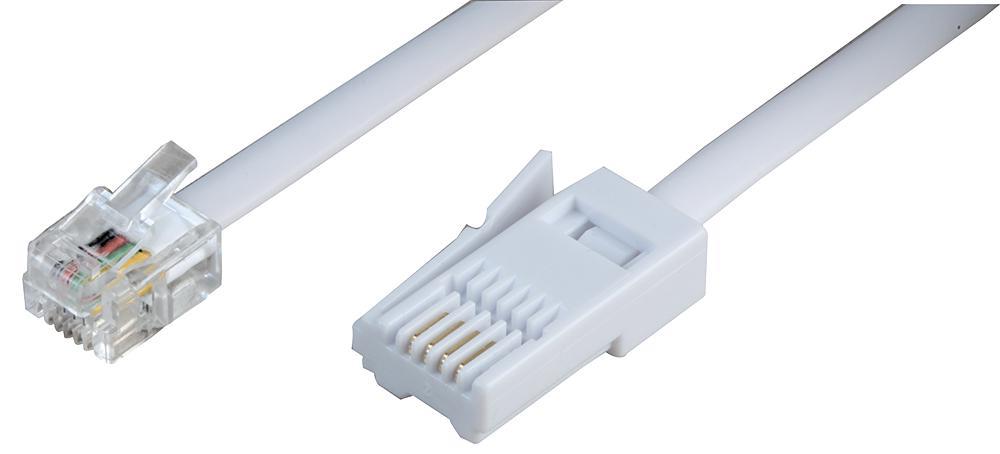 PRO SIGNAL Cable telefónico RJ11 a BT, blanco, 1m