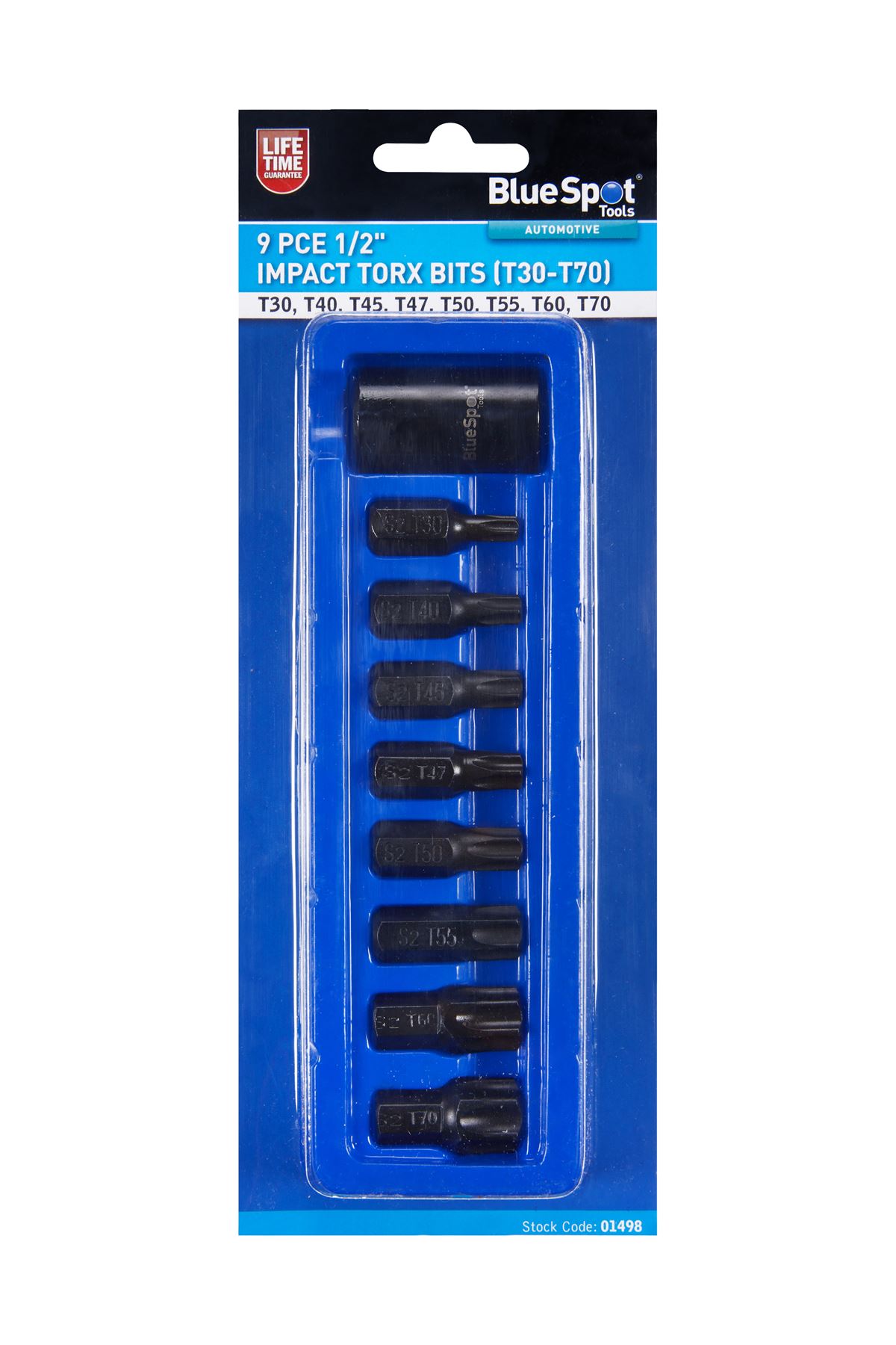 Blue Spot 9-Piece 1/2-Inch Impact Torx Bit Set (T30-T70)