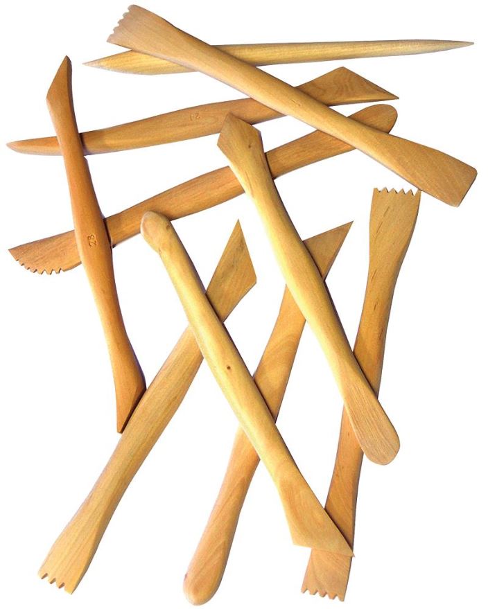 MAJOR BRUSHES Coltelli Modellazione Argilla in Legno, Set da 10