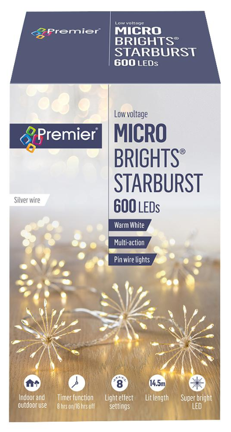 RARAION 600 LED Micro Starburst Fairy Lights, Warm White, 14.5m