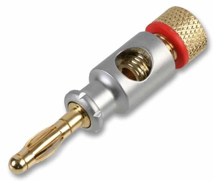 PRO SIGNAL 4mm Plug, Chrome/Gold, Red