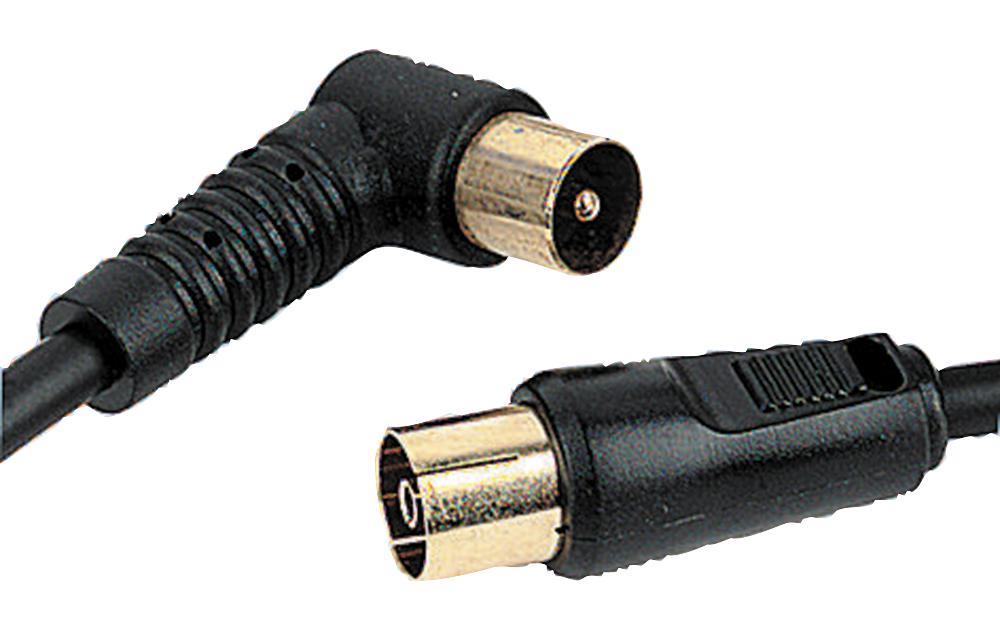 PRO SIGNAL Καλώδιο Coaxial TV, 90° Αρσενικό σε Θηλυκό, 1.5m, Μαύρο