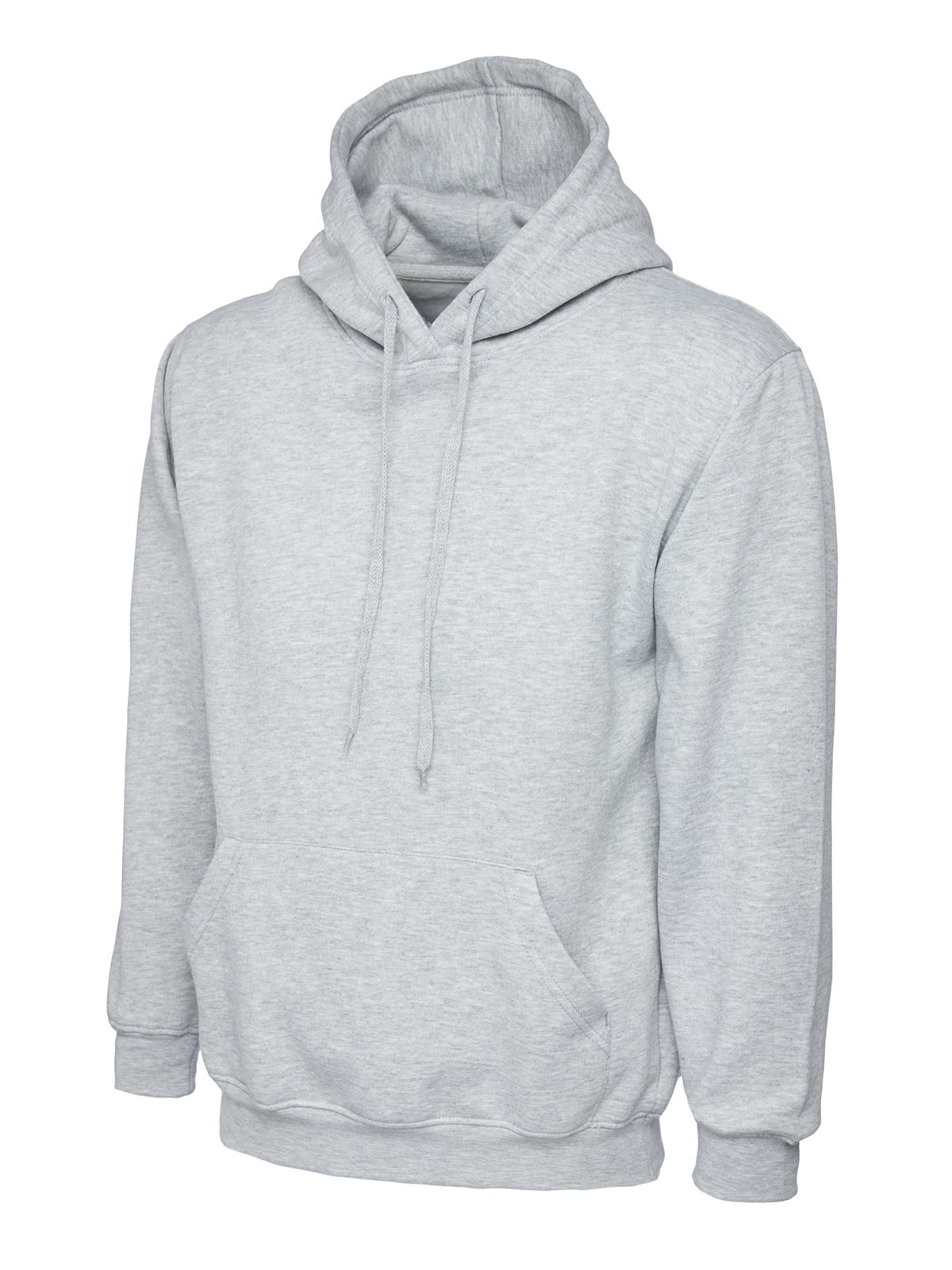 Uneek Unisex Premium Hooded Sweatshirt, 50% Poly/Cotton, Heather Grey, Size S