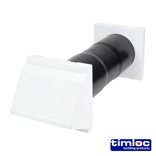 Timco Timloc Aero Core Wall Vent Set with Cowl & Baffle, White, 127x350mm