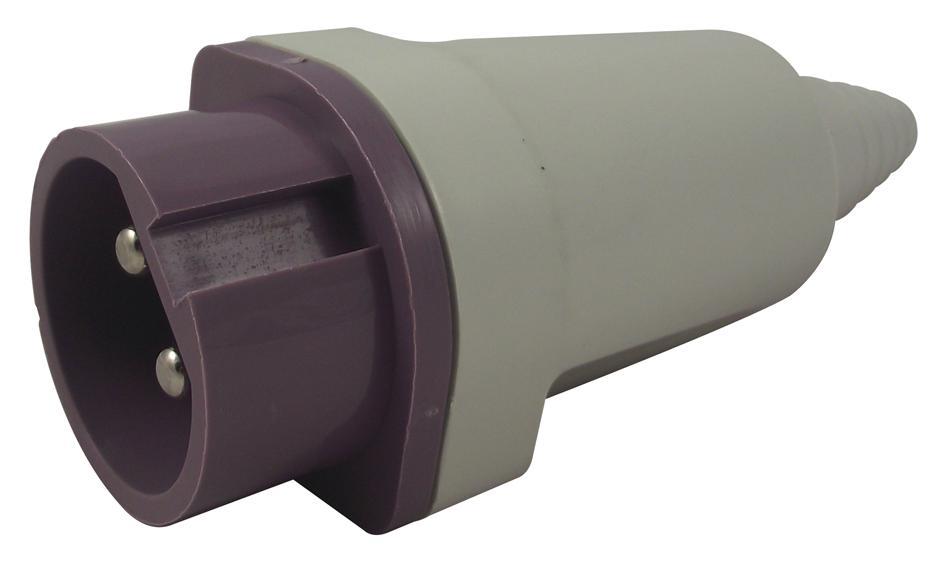 WALTHER - 16A, 24V, CEE-Stecker, Kabelführung, 2P, Violett, IP44