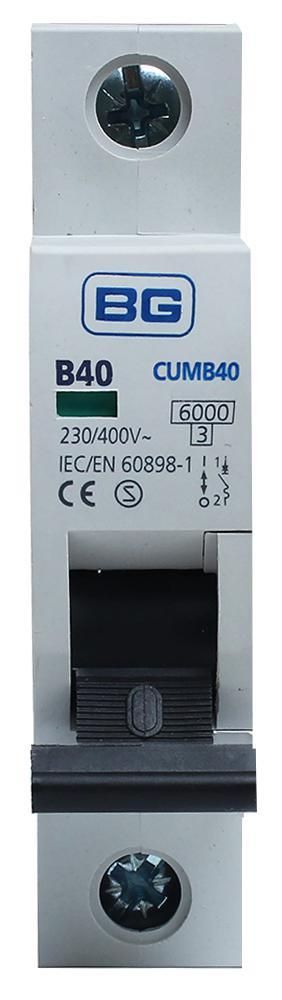 BG Electrical Jistič jednopólový 40A, charakteristika B, 6kA