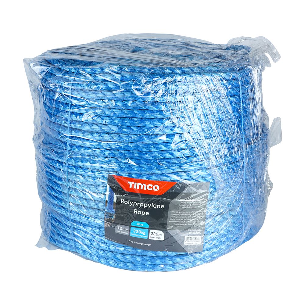 Timco Polypropylene Rope - Blue - 12mm x 220m