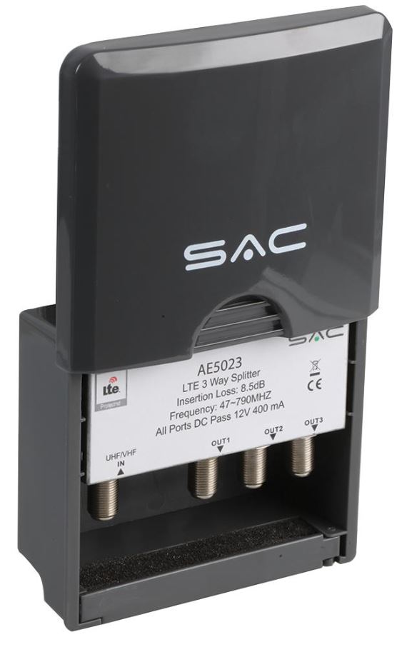 SAC - Pembahagi Outdoor 3-Hala LTE Lulus DC untuk Pasang Tiang/Dinding