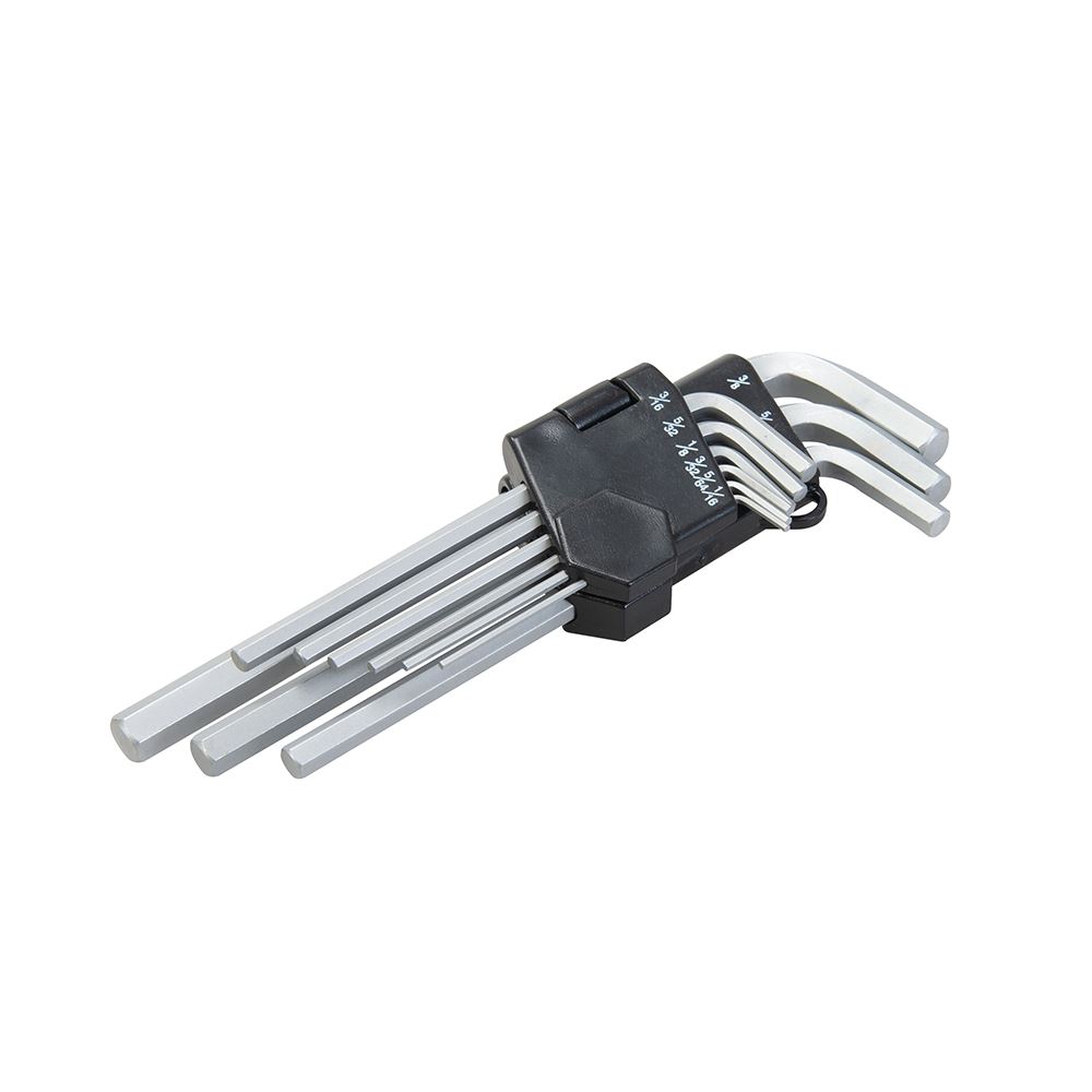 King Dick Chrome Vanadium Hex Key Set, 9-Piece, 1/16” - 3/8”