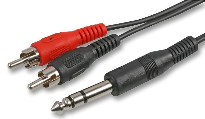 Pro Signal - Câble Audio Jack 6,35mm Stéréo vers 2x RCA, 2m Noir