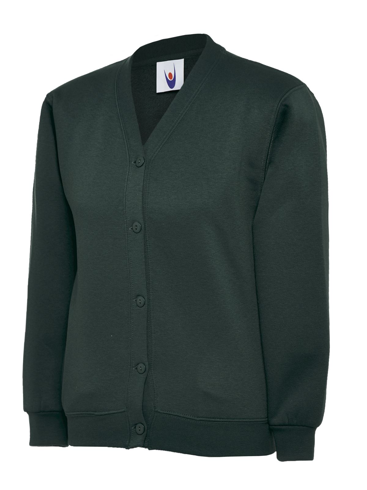 Uneek Kids' Cardigan - 50% Polyester 50% Cotton Bottle Green (11/13 YRS)