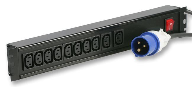 POWERDATA TECHNOLOGIES 10-Way IEC C13 PDU with 16A Plug, Rack Mount