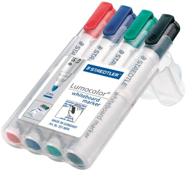 STAEDTLER Stylos tableau blanc Lumocolor à pointe ronde, lot de 4