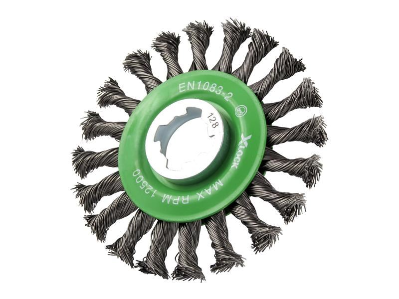 Faithfull Spazzola Conica X-LOCK in Filo d'Acciaio, 115mm, M14x2, 0.5mm