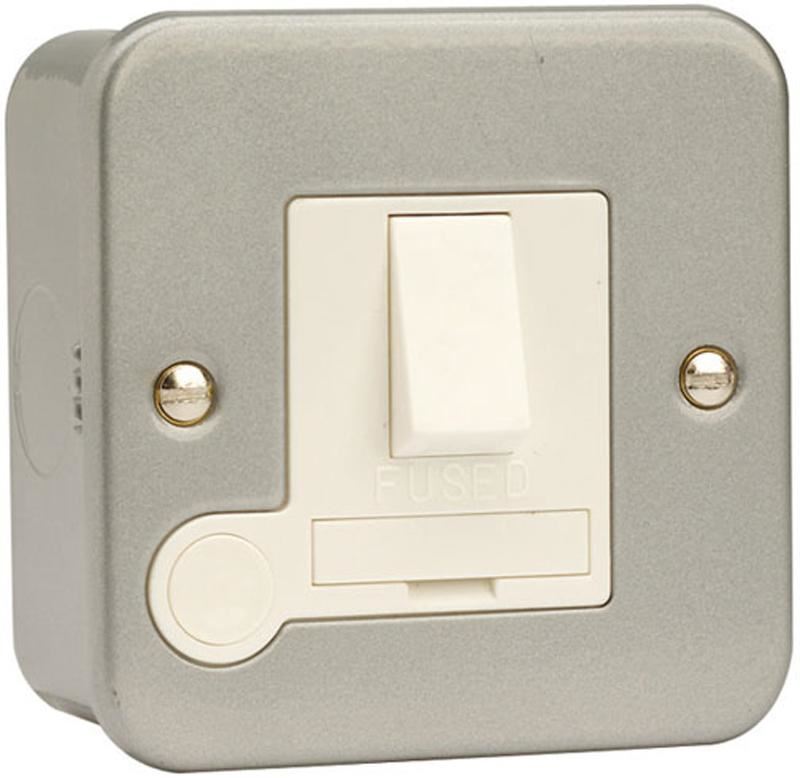 CLICK 13A DP スイッチ付きヒューズスパー フレックスアウトレット付属 メタルクラッド 80x80mm