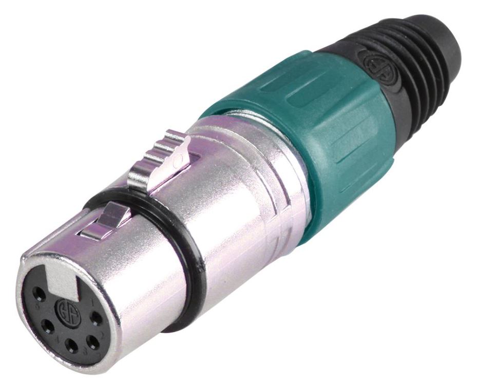 PRO SIGNAL 5kolený XLR konektor - zelený, kabelové upevnění