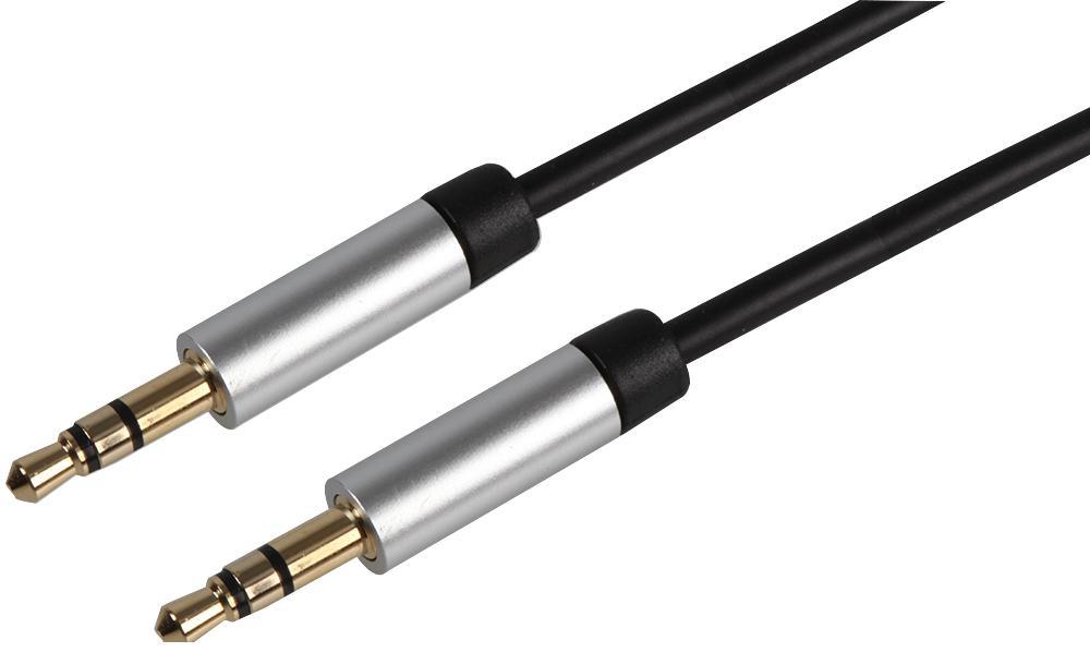 PRO SIGNAL Slim 3,5mm Stereo-Kabel mit Aluminium-Steckern 2m