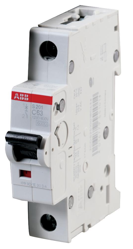 ABB 63A Enpolige Type C Automatische Zekering, 277VAC, DIN Rail Montage