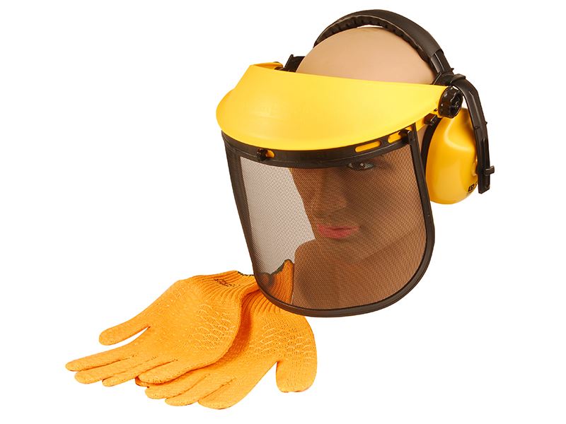 ALM CH012 Trimmer Safety Kit - Ear Defenders, Face Shield & Gloves