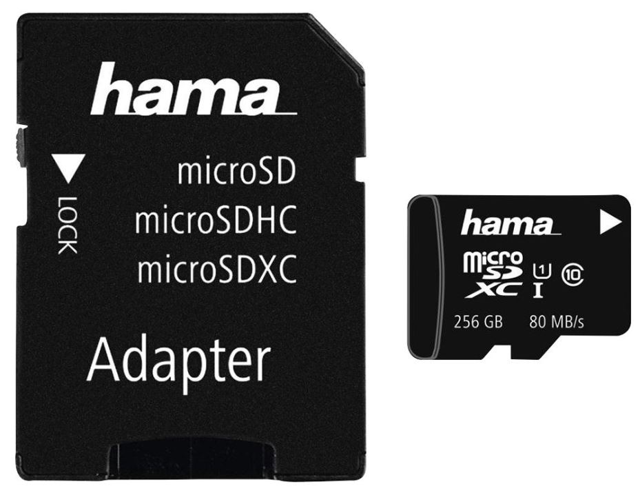 HAMA 256GB Class 10 MicroSDXC UHS-I Memory Card, 80MB/s