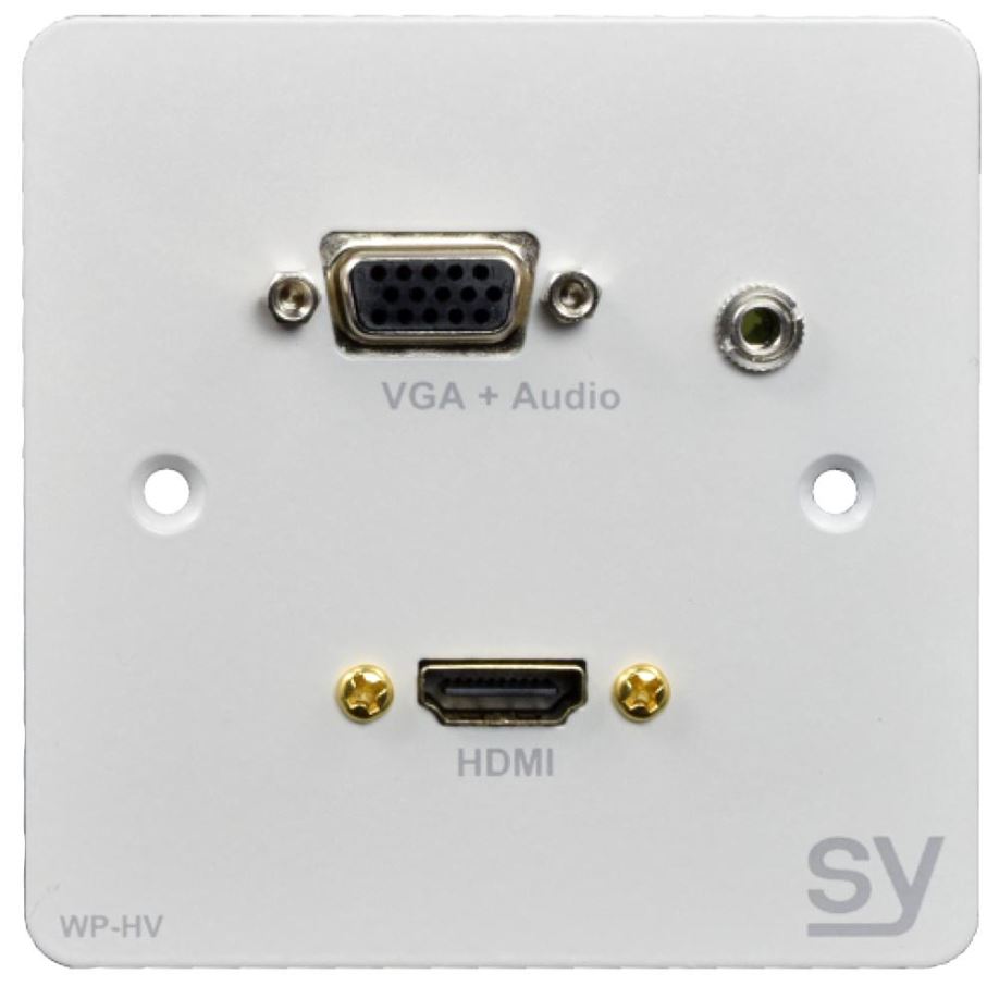 SY ELECTRONICS - Plat Dinding HDMI Slim 1-Gang dengan VGA, Putih