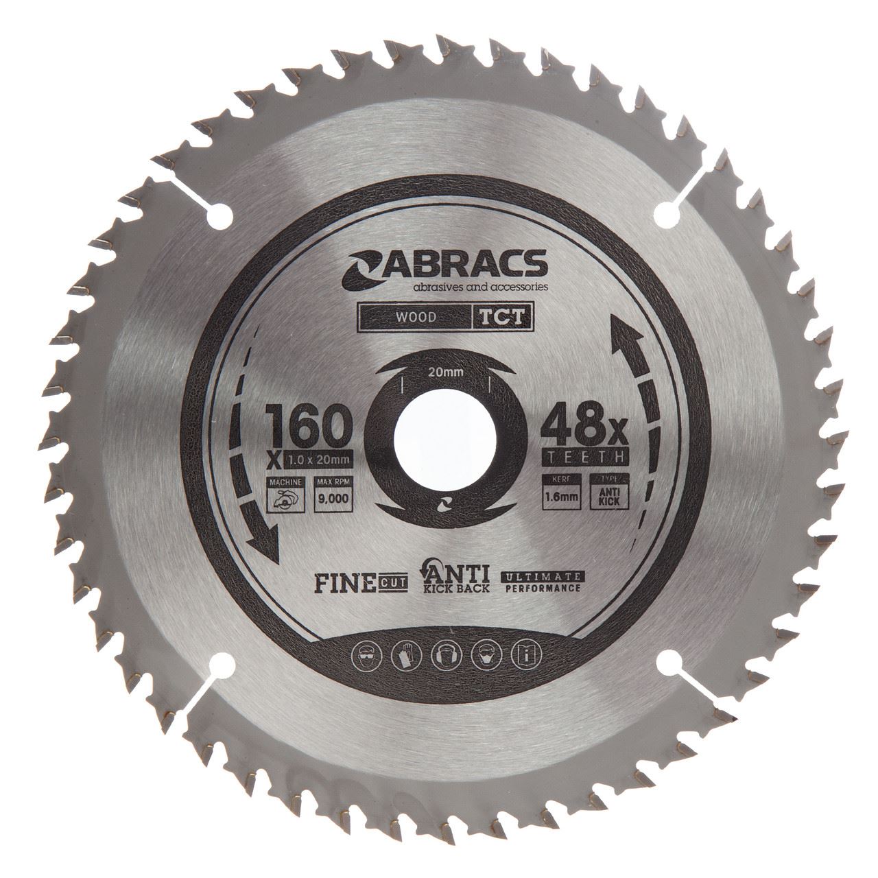 Abracs - Lame de scie circulaire sans fil TCTC16048, 160x20mm, 48 dents