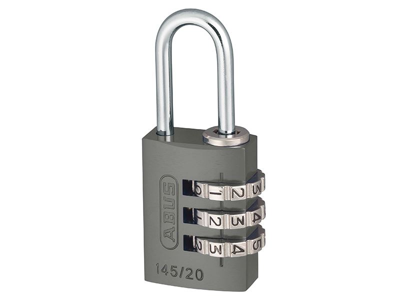 ABUS 145/20 20mm Aluminium Combination Padlock, Titanium