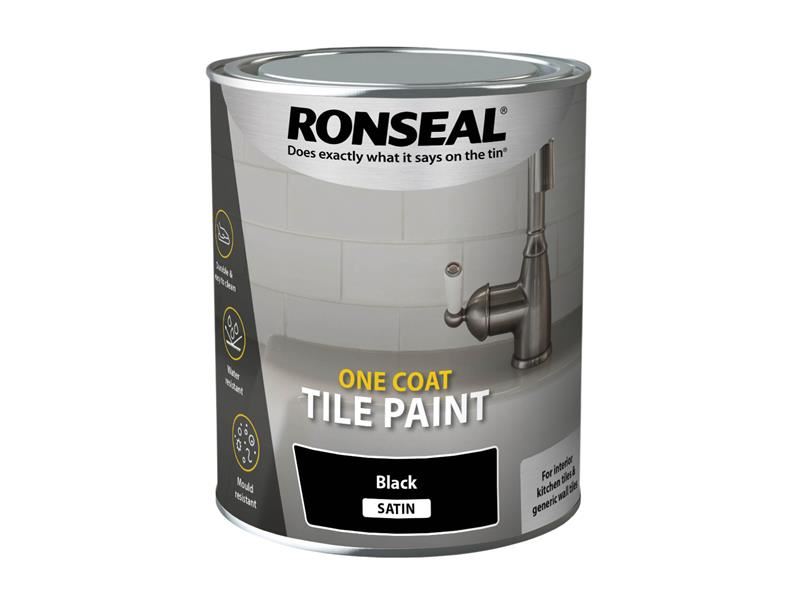 Ronseal Ein-Schicht-Fliesenfarbe Schwarz Satin 750ml