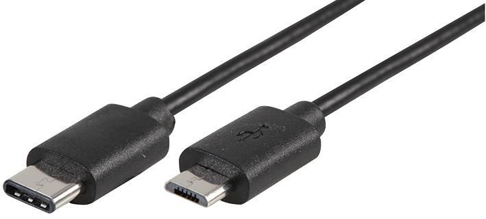 PRO SIGNAL USB-C-auf-USB-Micro-B-Kabel, 2.0, 1m, schwarz