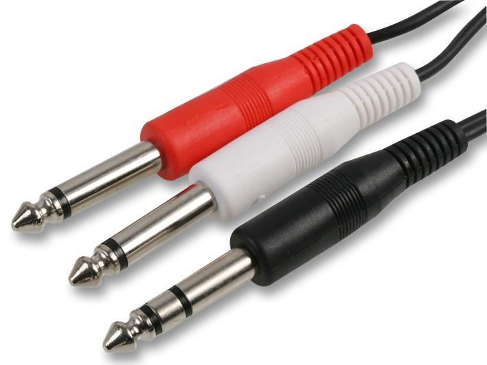 Pro Signal Cable Convertidor Estéreo a Dos Monos Jack 6.35mm, 0.5m Negro