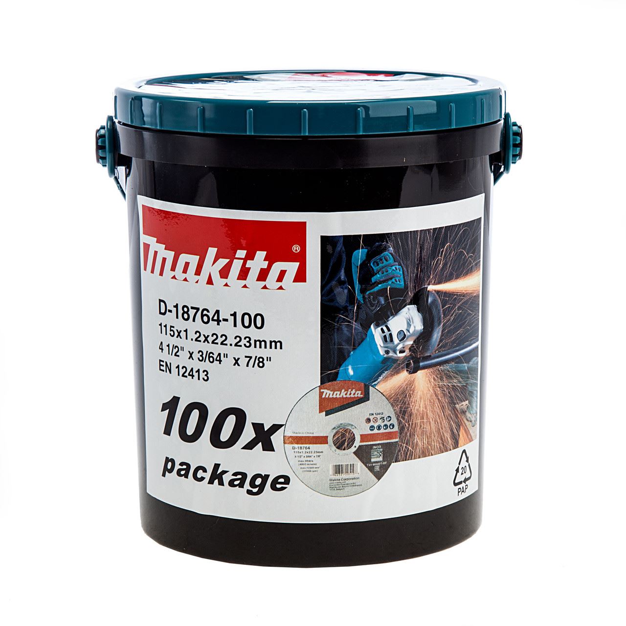 Makita Discos de corte fino 115mm x 1,2mm, Acero inoxidable (Paquete de 100)