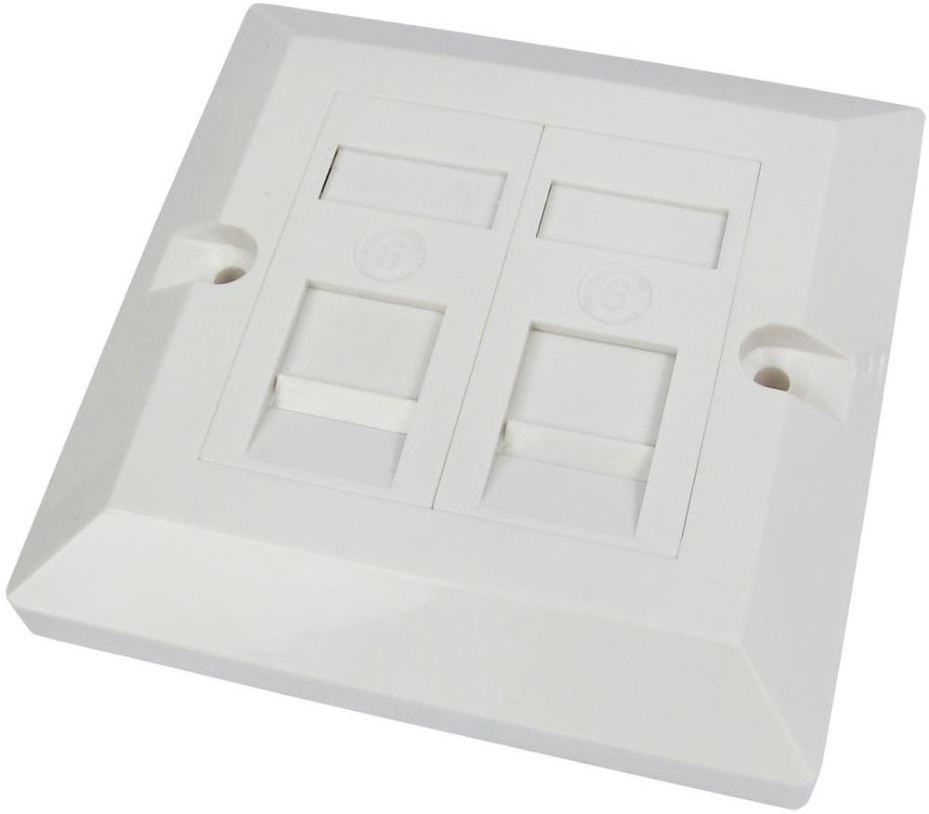 NEWLINK Placca Passacavo Doppia 1-Gang Cat6 RJ45 - Bianco