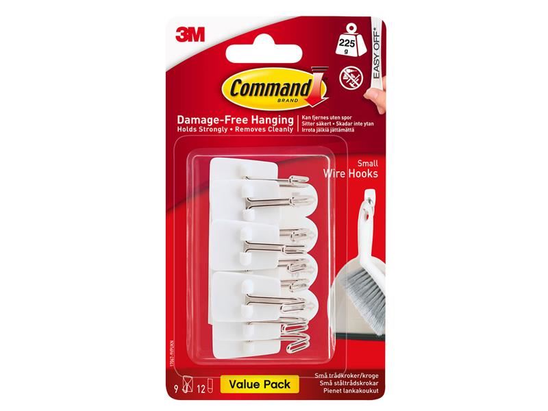 Command Small White Wire Hooks, Value Pack (9 Hooks)