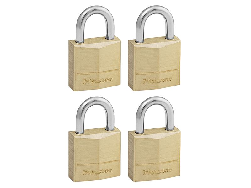 Master Lock 20mm Solid Brass Padlock, 3-Pin Keyed Alike x 4