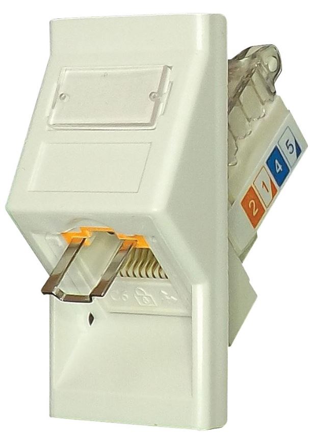 TUK LOKJAC Módulo Angular Bloqueável Cat6, 25x50mm, Branco