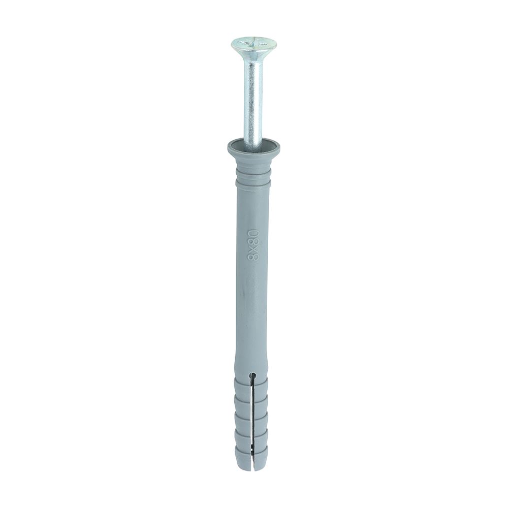 Timco Fixação de Nylon com Martelo, PZ, Zincada, 8.0 x 80mm, 100 Peças