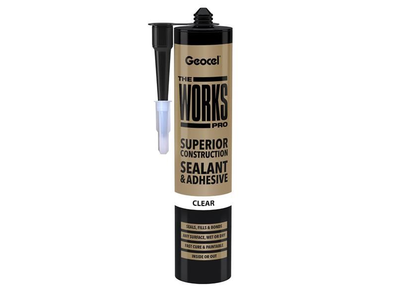 Geocel THE WORKS PRO Sealant & Adhesive, Clear, 290ml